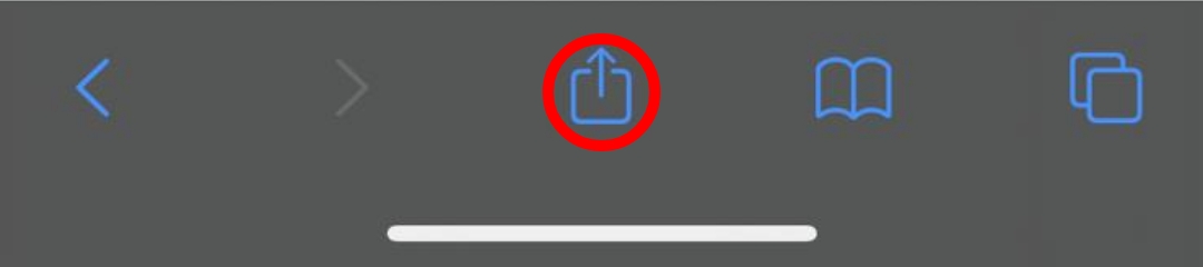 Share icon highlighted in Safari